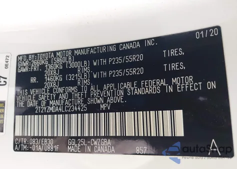 2020 Lexus Rx 350 F Sport z USA, uszkodzony, nr VIN 2T2YZMDA4LC234425